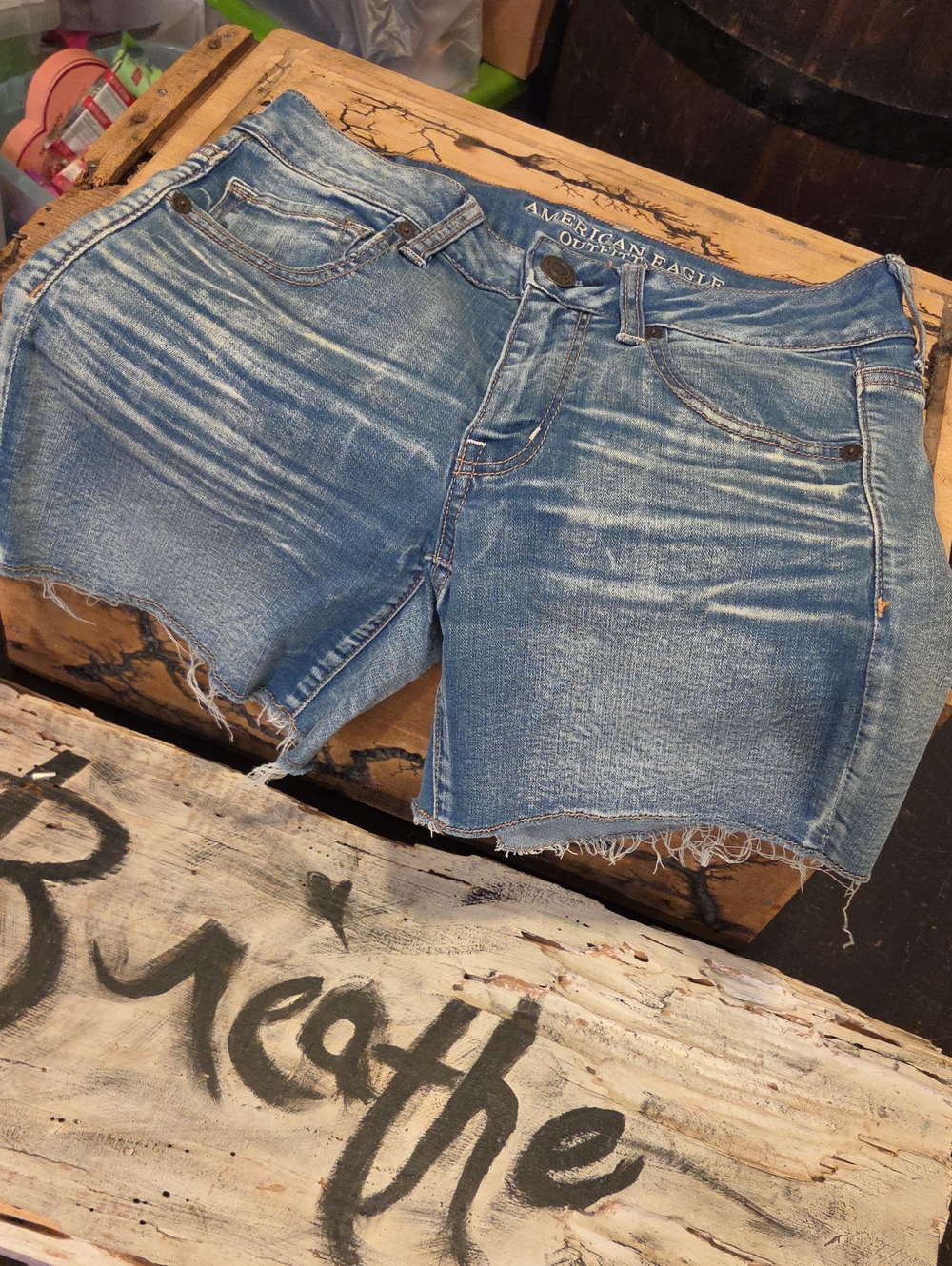 American Eagle Outfitters Light Blue Distressed Denim Cutoff Shorts